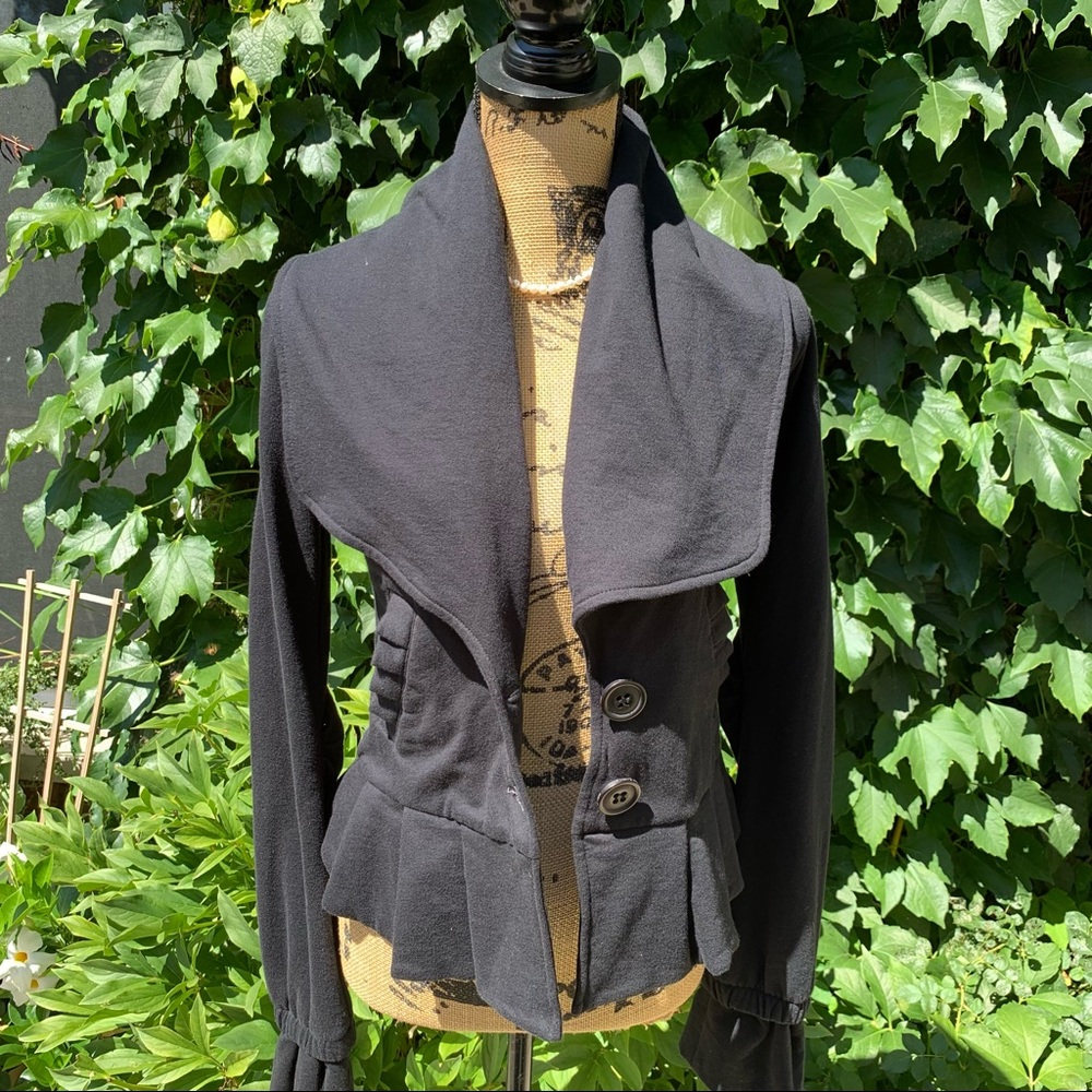 MIKE & CHRIS Black French Terry Shawl Collar Jacket, S - Picture 3 of 15